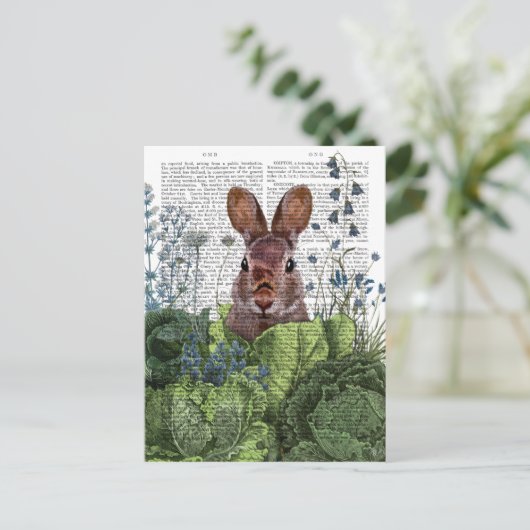 Rabbit in a Cabbage Patch Briefkaart (Staand voorkant)