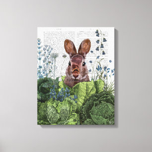 Rabbit in a Cabbage Patch Canvas Afdruk
