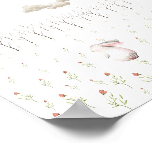 Rabbit in A Field Of Flowers Nursery Poster (Hoek)