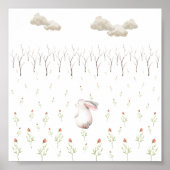 Rabbit in A Field Of Flowers Nursery Poster (Voorkant)