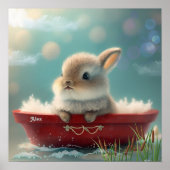 Rabbit in a Red Boat Personalized Art Nursery Poster (Voorkant)