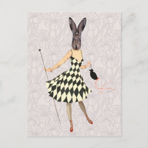 Rabbit in Black White Dress 2 Briefkaart