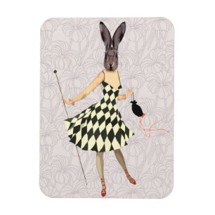 Rabbit in Black White Dress 2 Magneet