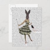 Rabbit in Black White Dress Briefkaart (Voorkant / Achterkant)