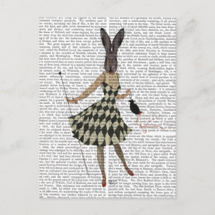 Rabbit in Black White Dress Briefkaart