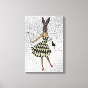Rabbit in Black White Dress Canvas Afdruk