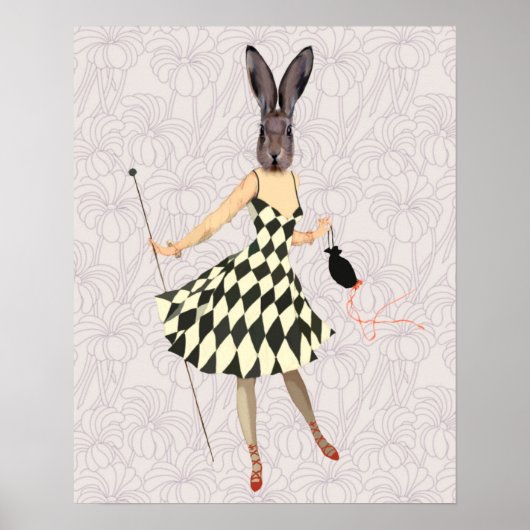 Rabbit in Black White Dress Poster (Voorkant)