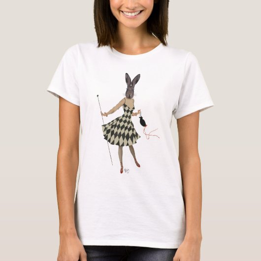 Rabbit in Black White Dress T-shirt (Voorkant)