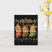 Rabbit In Christmas Socks Lights Rabbit Xmas Kaart (Gele Bloem)