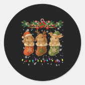 Rabbit In Christmas Socks Lights Rabbit Xmas Ronde Sticker (Voorkant)