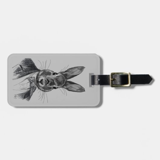 Rabbit in Suit Portret Bagagelabel (Voorkant horizontaal)