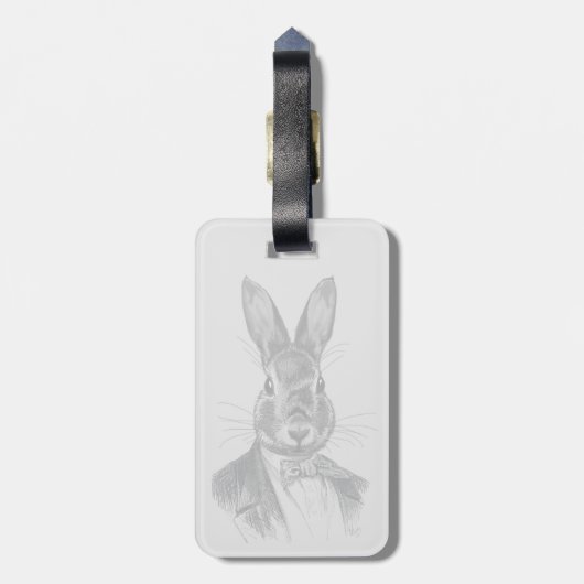 Rabbit in Suit Portret Bagagelabel (Achterkant verticaal)