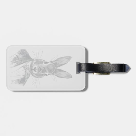 Rabbit in Suit Portret Bagagelabel (Achterkant horizontaal)