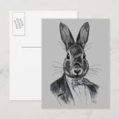 Rabbit in Suit Portret Briefkaart (Voorkant / Achterkant)