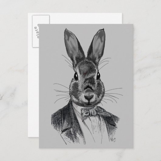Rabbit in Suit Portret Briefkaart (Voorkant / Achterkant)
