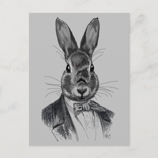 Rabbit in Suit Portret Briefkaart (Voorkant)