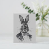 Rabbit in Suit Portret Briefkaart (Staand voorkant)