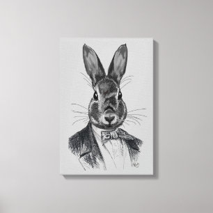 Rabbit in Suit Portret Canvas Afdruk