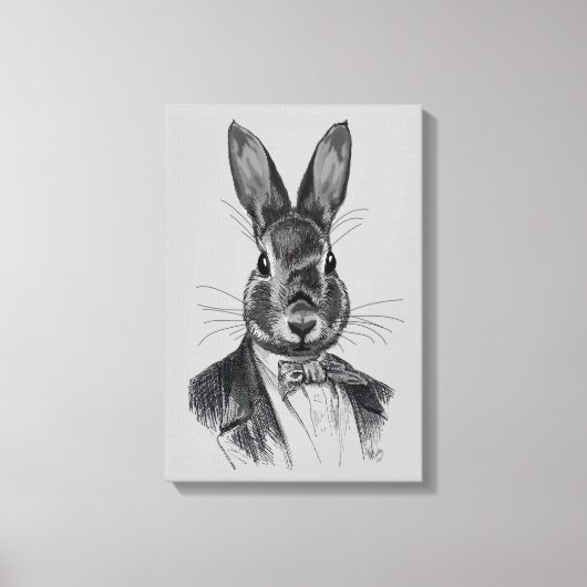 Rabbit in Suit Portret Canvas Afdruk (Voorkant)