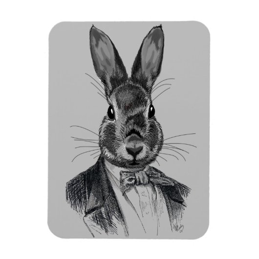 Rabbit in Suit Portret Magneet (Verticaal)