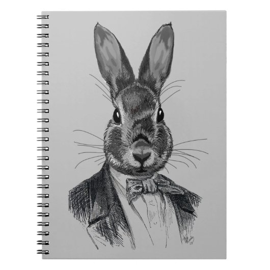 Rabbit in Suit Portret Notitieboek (Voorkant)