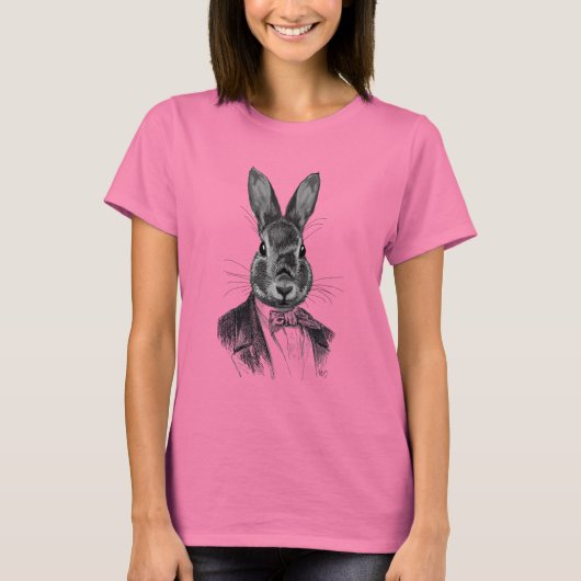 Rabbit in Suit Portret T-shirt (Voorkant)