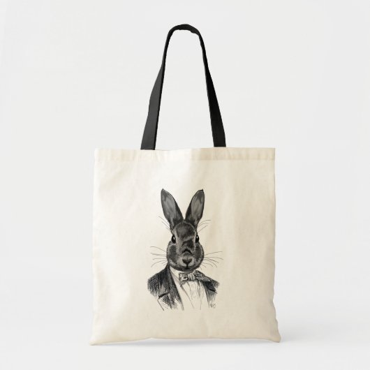 Rabbit in Suit Portret Tote Bag (Voorkant)