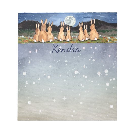 Rabbit in the Moon Personalized Sterrennacht Bunny Notitieblok (Voorkant)