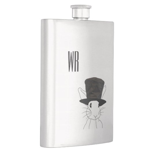 Rabbit in Top Hat Monogram Heupfles (Rechts)