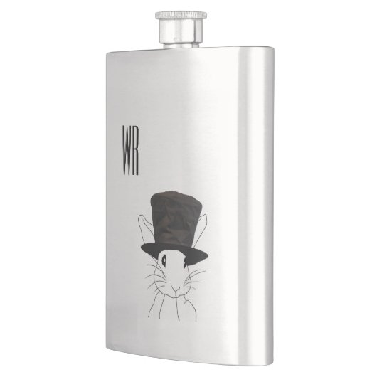 Rabbit in Top Hat Monogram Heupfles (Links)
