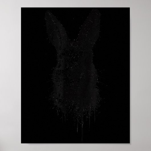 Rabbit Ink Art Nge Edgy Forest Wildlife Rtrait Bun Poster (Voorkant)