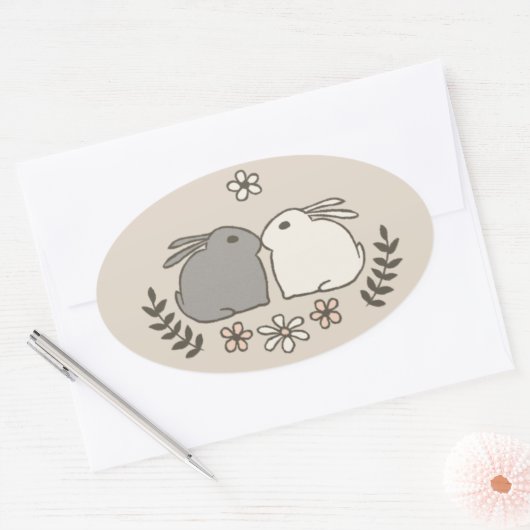 Rabbit Kiss Ovale Sticker (Envelop)