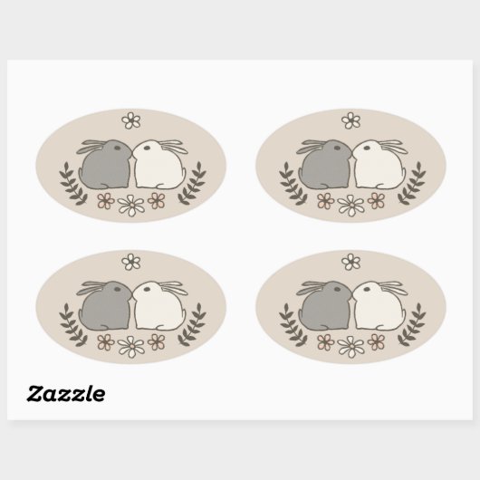 Rabbit Kiss Ovale Sticker (Vel)