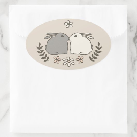 Rabbit Kiss Ovale Sticker (Tas)