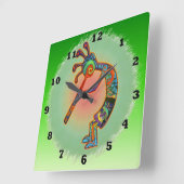 Rabbit Kokopelli Vierkante Klok (Hoek)