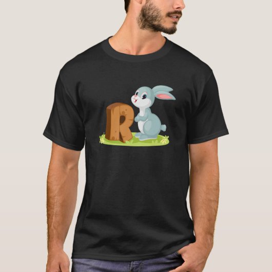Rabbit Letter R Alphabet Animals For Boys Girls T-shirt (Voorkant)