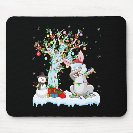 Rabbit Lights Xmas Tree Funny Dabbing Rabbit Chris Muismat (Voorkant)