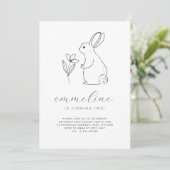 Rabbit Line Drawing Birthday Uitnodiging (Staand voorkant)