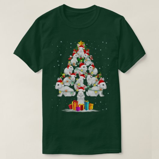 Rabbit Love Christmas Tree Light Hat Snow Santa Xm T-shirt (Design voorkant)