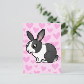 Rabbit Love (uppy ear gladde hair) Briefkaart (Staand voorkant)