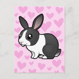 Rabbit Love (uppy ear gladde hair) Briefkaart