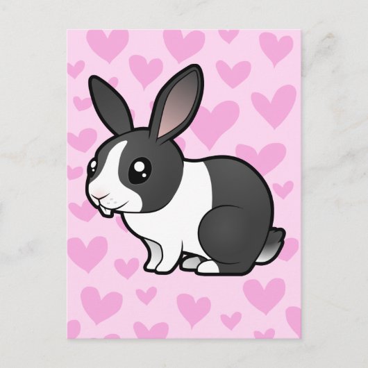 Rabbit Love (uppy ear gladde hair) Briefkaart (Voorkant)