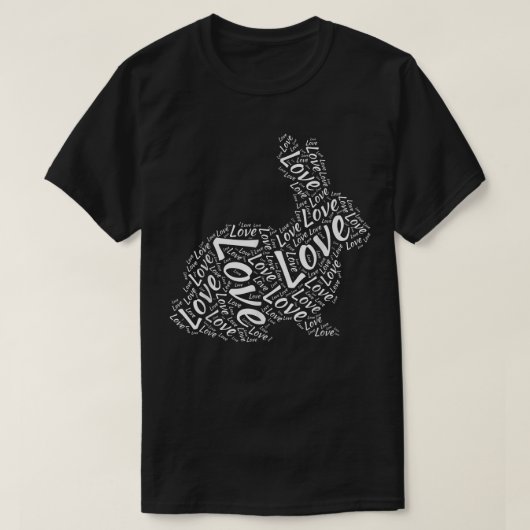 Rabbit Love Word Cloud Art Silhouette Gift Idee Pe T-shirt (Design voorkant)