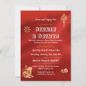 Rabbit Lunar New Year Celebration Dinner Party Kaart (Achterkant)