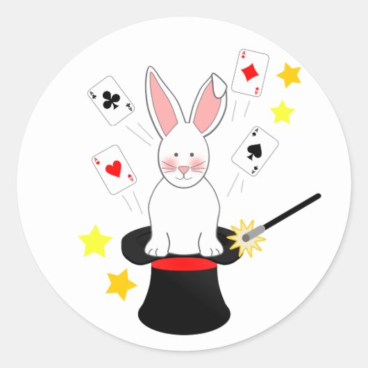Rabbit Magic Show Verjaardagsfeest Ronde Sticker (Voorkant)