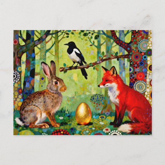Rabbit, Magpie, Fox and “The Forest’s Secret”  Briefkaart (Voorkant)