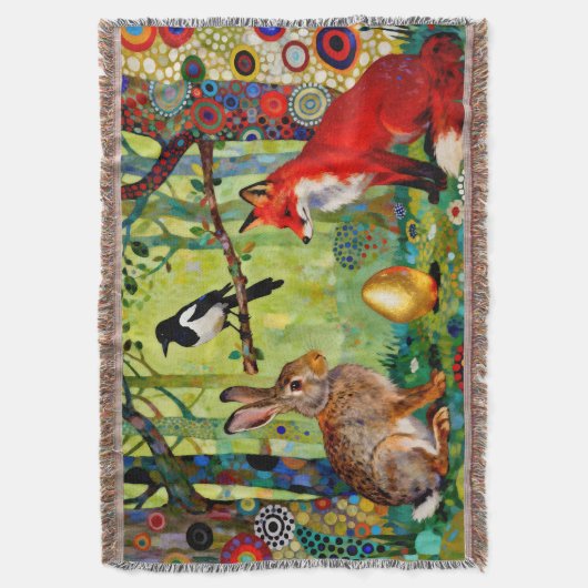 Rabbit, Magpie, Fox and “The Forest’s Secret” Deken (Voorkant Verticaal)