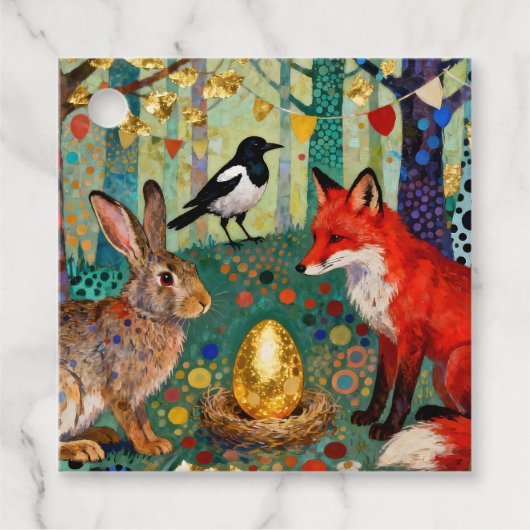 Rabbit, Magpie, Fox and “The Golden Goose Egg” Bedankjes Labels (Voorkant)