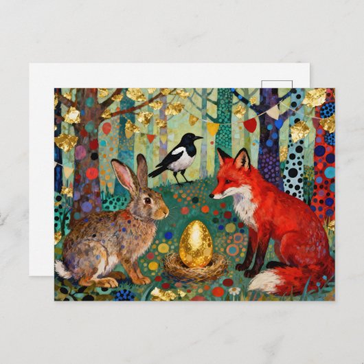 Rabbit, Magpie, Fox and “The Golden Goose Egg” Briefkaart (Voorkant / Achterkant)