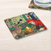 Rabbit, Magpie, Fox and “The Golden Goose Egg” Kartonnen Onderzetters (Schuin)